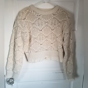 Zara Cream Textured Knit Sweater